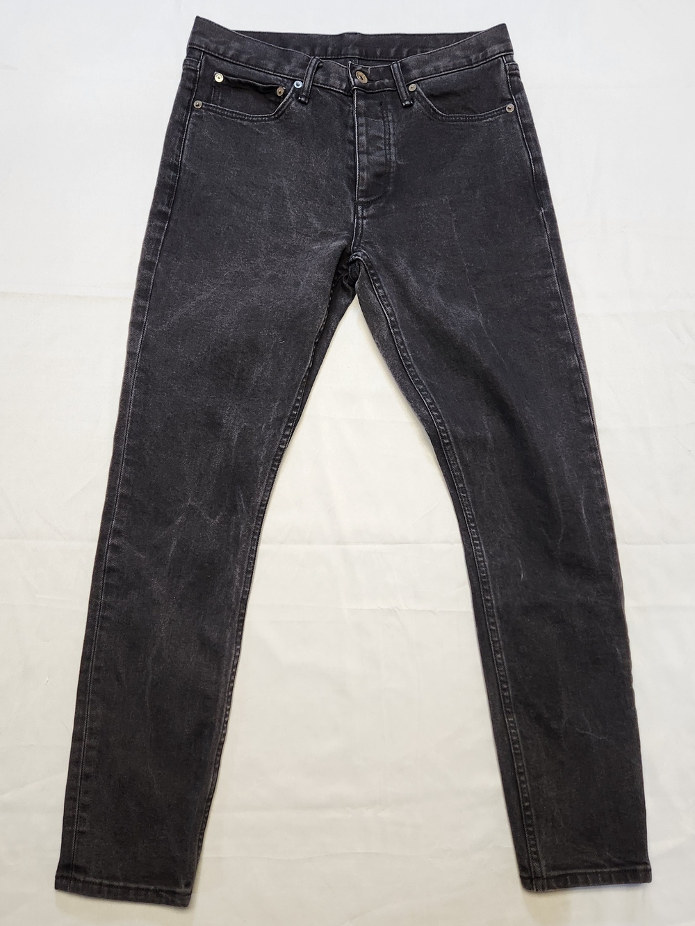 Rag & Bone Black Fit Straight Mens Button Fly Jeans Size 30x30 Excellent Fade